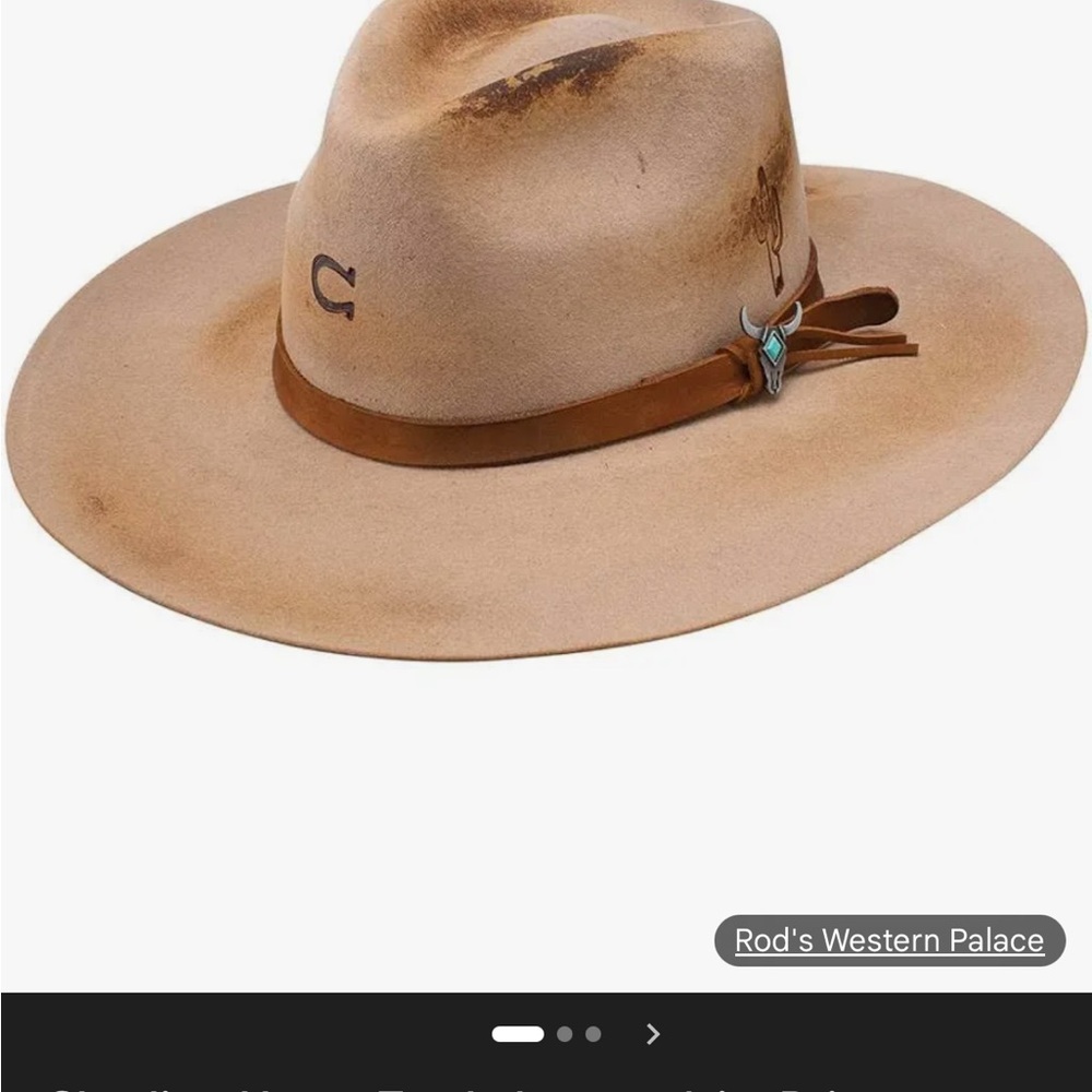 Charlie 1 Horse Tan Western Hat with turquoise accent